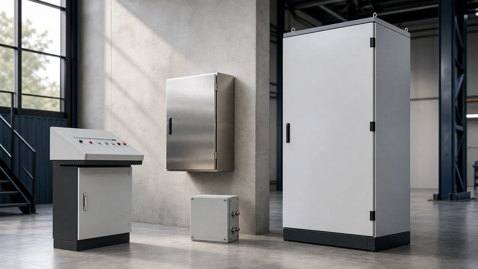 Custom industrial electrical enclosures, junction boxes, and operator console